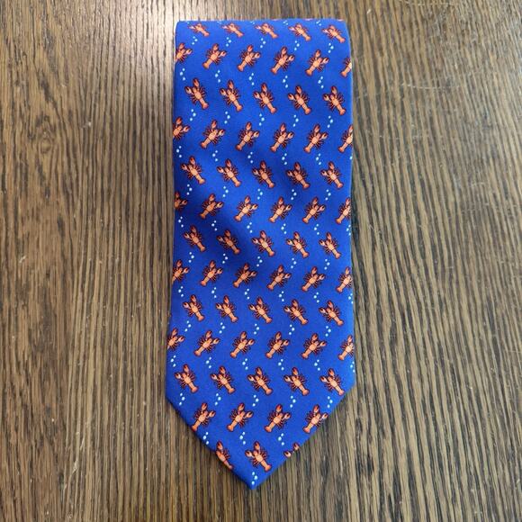 Tom James Silk Tie Blue with Lobsters Ocean Novelty Preppy Father's Day Made USA - Picture 3 of 9